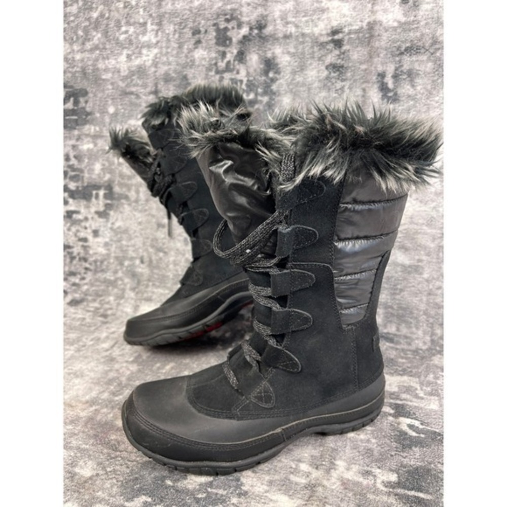 The North Face Nuptse Purna‎ Winter Boots Women Sz 5 Black Suede  Fur Waterproof